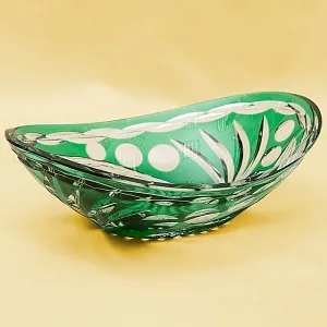 Винтажная Вазочка - Конфетница «Лодочка» Цветной Хрусталь, BEYER, Германия 70-е гг.