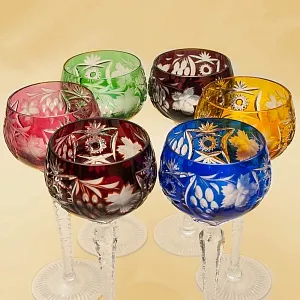 Шесть Бокалов из Цветного Хрусталя «Виноград», NACHTMANN Германия, 60 -е годы ХХ века.