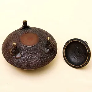 Редкость! Антикварная Шкатулка «Собака ФУ» в стиле «Шамплеве», Металл, Эмаль, Япония 20 гг.