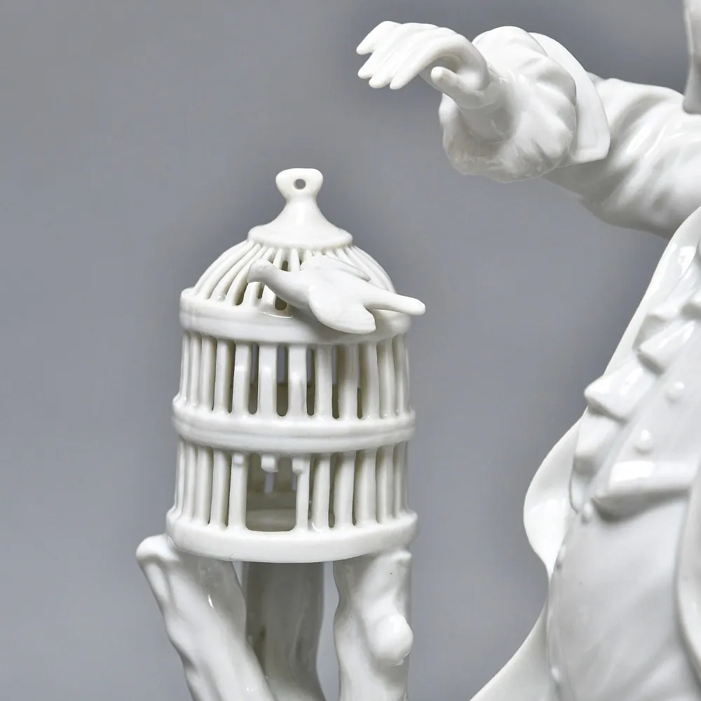 Антикварная Фарфоровая статуэтка «Птицелов с собакой», Fraureuth Германия, 1919 - 1926 годы. 