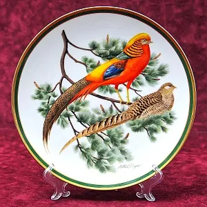 Коллекционная Тарелка - Блюдо «Золотой Фазан» Фарфор, Franklin Porcelain США -1980 год.