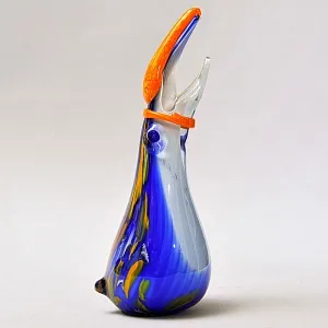 Авторская Коллекционная Стеклянная Статуэтка - Ваза «Тукан», Цветное стекло, Россия.