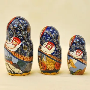 Русский Сувенир Матрёшка - Авторская роспись - «Сказка о Золотом Петушке», Дерево - Россия -1995 год. 