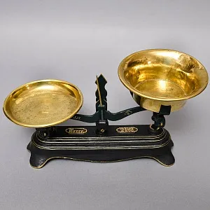 Антикварные Чугунные Кухонные - Аптекарские весы FОRCE BALANCE на 2кг. Франция начало ХХ века!