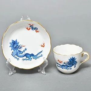 Коллекционная Кофейная пара «Голубой Дракон», Фарфор, MEISSEN Германия, первая половина ХХ века. 