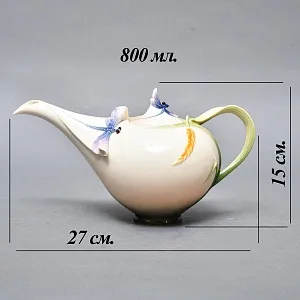 Авторский Фарфоровый Чайный сервиз «Бабочки и стрекозы» на 4 персоны, Franz Collection Тайвань.