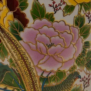 Ваза «Королевские фазаны» технике Мориаж Н-36 см., Фарфор, Китай, 70 -е годы ХХ века.