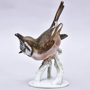 Редкость! Коллекционная статуэтка «Птица. Хохлатая синица», Фарфор ROSENTHAL, Германия.