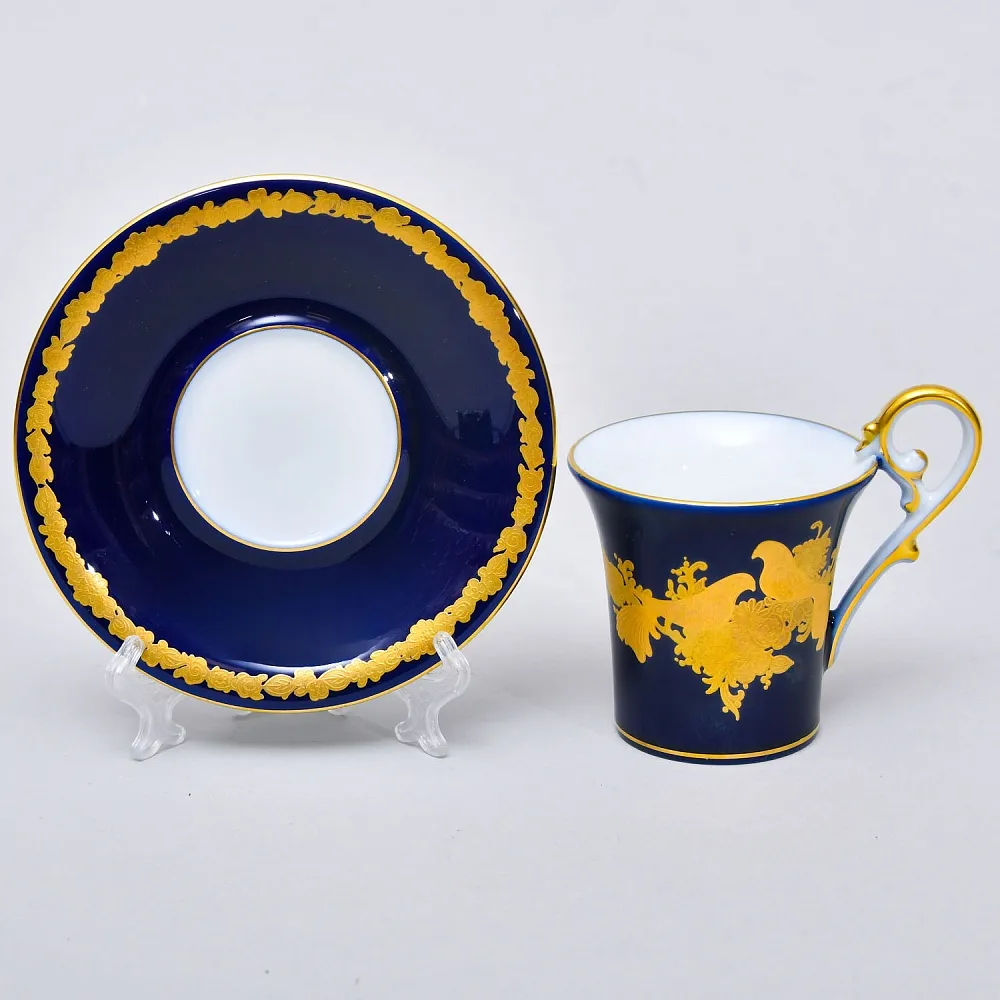 Коллекционная Кофейная Пара «Золотые Птицы», Фарфор KAISER Германия.