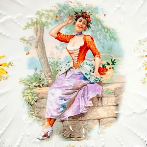 Редкость! Антикварная Фарфоровая Тарелка - Блюдо «ВИШНЕВАЯ ФЕЯ», Works Karlsbad, Австрия конец XIX - начало ХХ века.