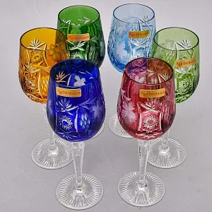 Редкость! Шесть Бокалов для вина из Цветного Хрусталя «ВИНОГРАД», NACHTMANN Германия конец ХХ века.