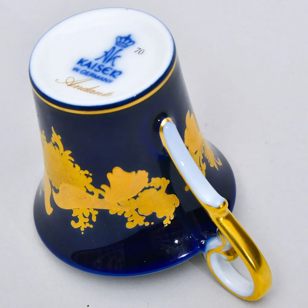 Коллекционная Кофейная Пара «Золотые Птицы», Фарфор KAISER Германия.