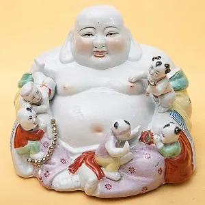 «Хотэй с детьми» Коллекционная Фарфоровая Статуэтка Китай 50 -е годы ХХ века.