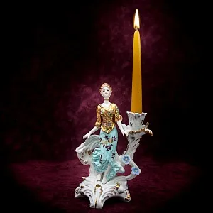 Фарфоровая Статуэтка - Подсвечник на одну Свечу «Девушка в золотом» SANDIZELL Германия.