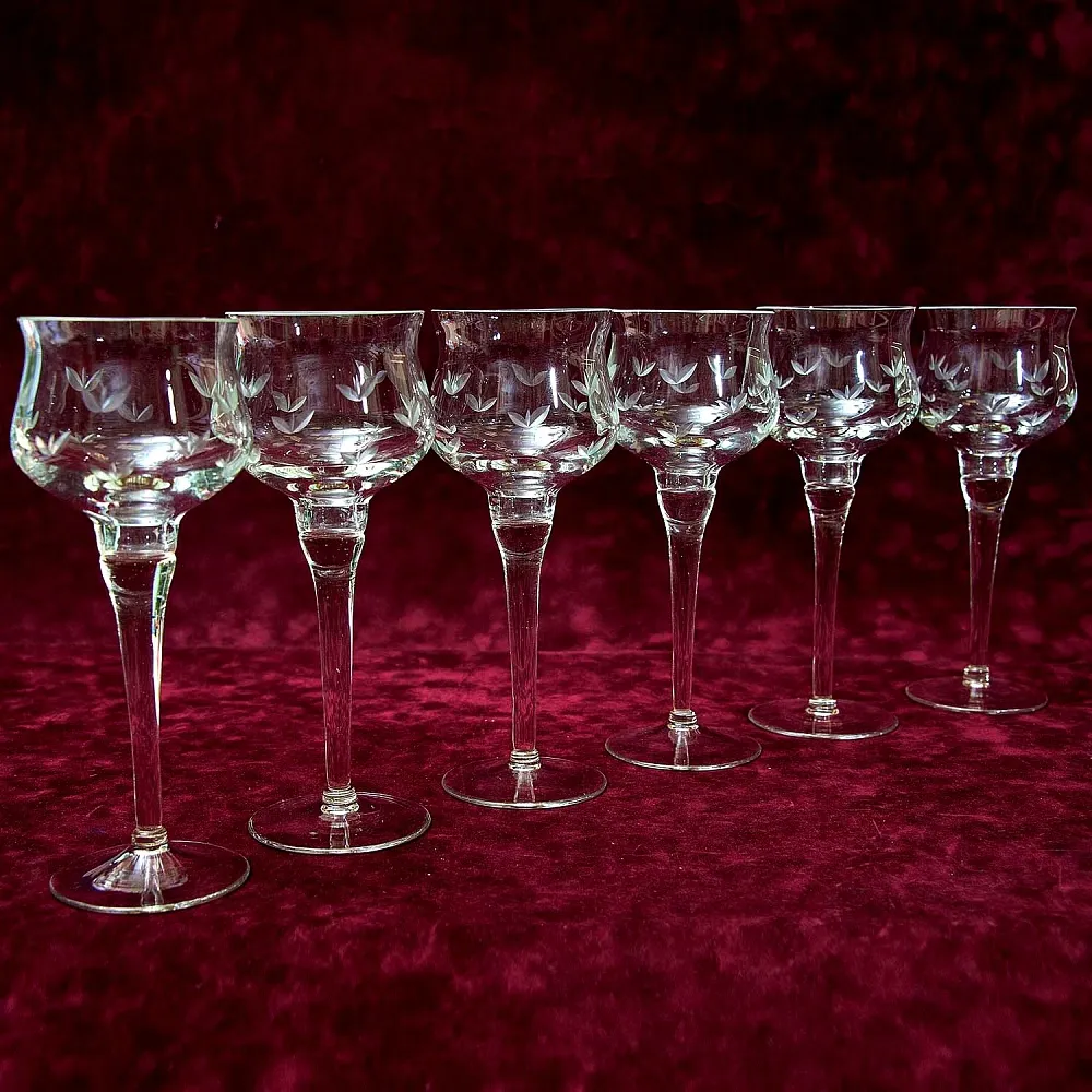 Редкость! Набор 6-ть Хрустальных Бокалов для вина, SCHONBORNER Германия, 40-е гг.