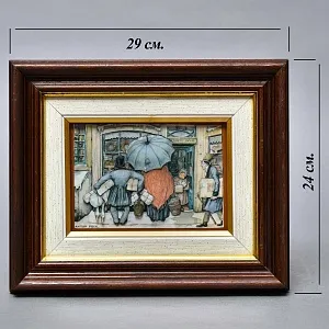 Объемная Картина - Панно в технике 3D декупаж «За покупками», 70-е годы ХХ века.