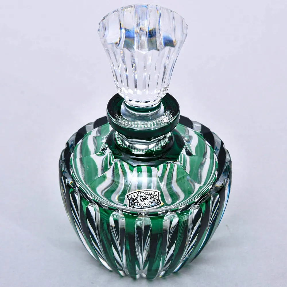 Винтажный Парфюмерный Набор из 3-х предметов, Цветной Хрусталь VAL SAINT LAMBERT, Бельгия.