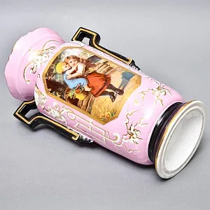 Редкость! Антикварные Парные Фарфоровые Вазы «Мгновения детства», Франция, конец XIX века. 