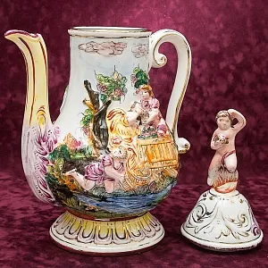 Большой Декоративный Кувшин - Ваза «Райский Сад», Фаянс Capodimonte / Каподимонте Италия Н-53 см.