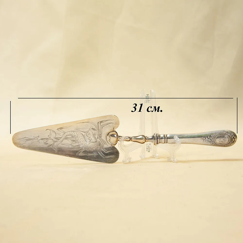 Сервировка Стола - Винтажная Лопатка для подачи, Металл Silverplate, Франция 50 гг.