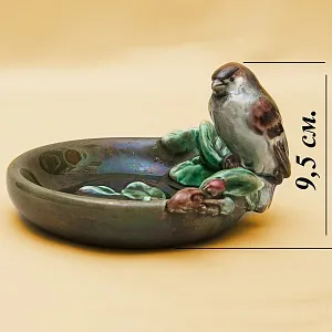 Редкость! Фаянсовая Пепельница - Мелочёвница - Статуэтка «Воробей» СССР ЗиК Конаково - 1959 год. 