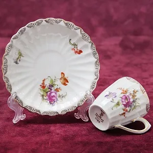 Антикварная Кофейная пара «БУКЕТ», Wurttemberg Германия, 1904 - 1934 годы.