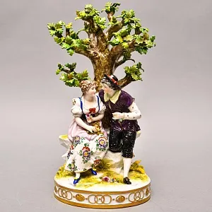 Большие Парные Фарфоровые статуэтки «Влюбленные», Ludwigsburg Германия, середина ХХ века. 