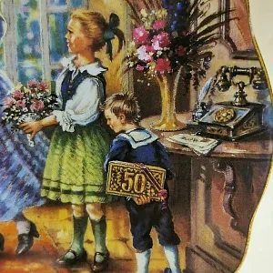 Большая Тарелка «Праздник - Дедушка и Бабушка» Фарфор, Weimar Porzellan Германия -1995 год.