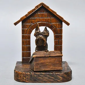 Авторские Деревянные Букенды - Держатели - Подставка для книг «Учёные Терьеры», Германия, 60-е гг.