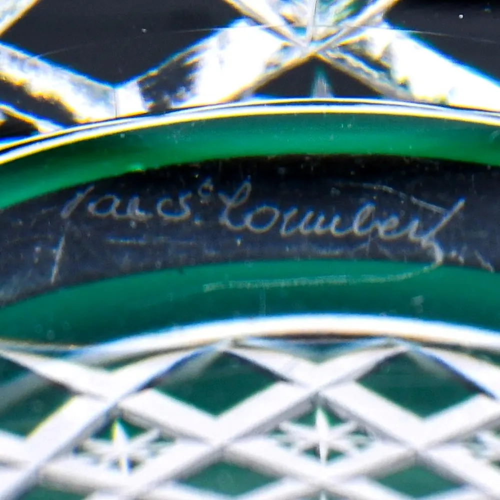 Классическая Хрустальная Бельгийская Ваза Зелёного цвета, VAL SAINT LAMBERT, середина ХХ века.