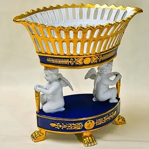 Коллекционная Фарфоровая Ваза - Фруктовница «Два Ангела - Путти», Sevres Style Франция.