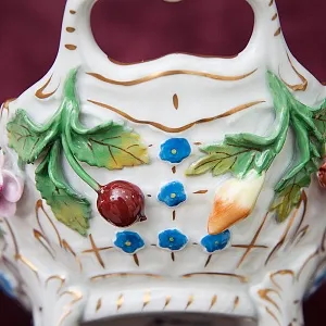 Фарфоровая Сухарница - Корзинка для выпечки - Вазочка - Конфетница «Цветение Лета» SP Dresden Германия