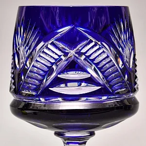 Хрустальный Бокал для вина серия «IMPERIAL» синего цвета, JOSEPHINENHUTTE Германия, 50-е годы ХХ века.