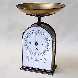 Редкость! Антикварные Механические Кухонные Весы, Металл/Фарфор, Rolf Matthaus, Германия -1908 год.