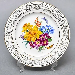 Коллекционная Фарфоровая Тарелка «Весенний букет», MEISSEN Германия, первая половина ХХ века.