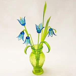 Авторская Стеклянная Статуэтка «Цветы КОЛОКОЛЬЧИКИ», Цветное стекло, Россия.
