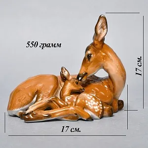 Коллекционная Фарфоровая статуэтка «Олениха и олененок », ROSENTHAL Германия, середина ХХ века. 
