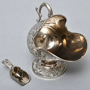 Винтажная Металлическая Сахарница с Совочком Silverplated, Италия.