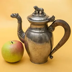 Редкость! Антикварный Классический Оловянный Кофейник на 1 литр Бельгия, ХIХ век.