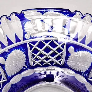 Винтажное Блюдо - Фруктовница «Синие Цветы» из Цветного Хрусталя, SCHONBORNER, Германия 60-е гг.