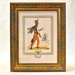 Антикварная Иллюстрация - Гравюра «Армия Наполеона - Адъютант с донесением», Франция.