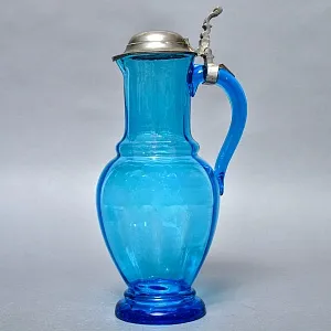 Антикварный Стеклянный Набор Кувшин + Стаканы «Аквамарин» Германия - 30-е годы ХХ века.