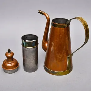 Большой Винтажный Медный Кофейник - Чайник - Запарник, Бельгия первая половина ХХ века.