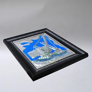 Памятное Подарочное Панно - Картина «Советский гусеничный экскаватор Э-652», Металл, СССР. 