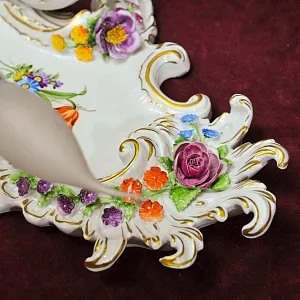 Парные Настенные Электрические Бра - Канделябры, Фарфор PLAUE Von Schierholz Германия.