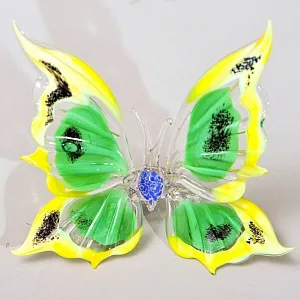 Авторская Коллекционная Стеклянная Статуэтка «Бабочка», Цветное стекло, Россия.