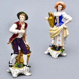 Парные Фарфоровые статуэтки «Молодое вино. Садовник и Садовница», RUDOLF KAMMER Германия - 50гг.