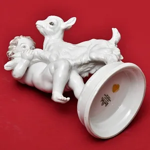 Антикварная Фарфоровая Статуэтка «ПУТТИ С КОЗЛЕНКОМ», ROSENTHAL Германия - 1939 год.