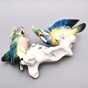 Коллекционная Фарфоровая статуэтка «Два Попугая - Какаду», Karl Ens Германия, 50-е гг ХХ века.