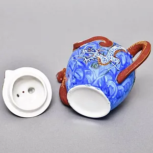 Чайный Сервиз на 6 персон «Синий Дракон», Фарфор SATSUMA Япония, середина ХХ века. 